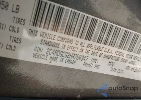 2017 Dodge Grand Caravan Sxt from USA, damaged, VIN 2C4RDGCG2HR760347